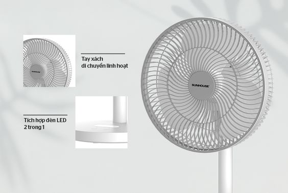 Quạt sạc SUNHOUSE SHD7115 nhỏ gọn